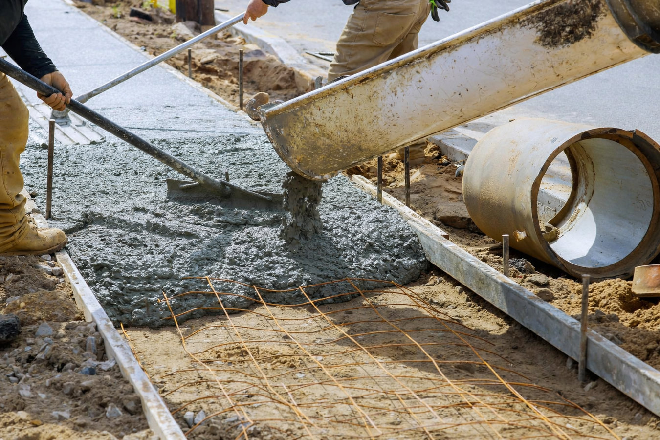 Concrete sidewalk building